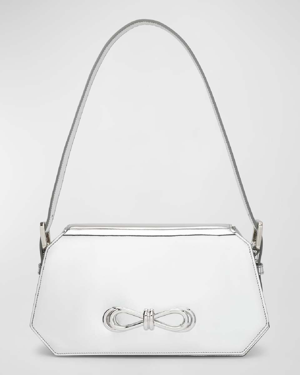 Bow Metallic Leather Shoulder Bag
